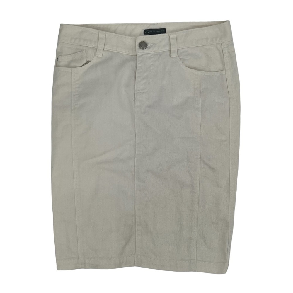 A/X Armani White Denim Back Zipper Pencil Jean Skirt Size 0 Women’s